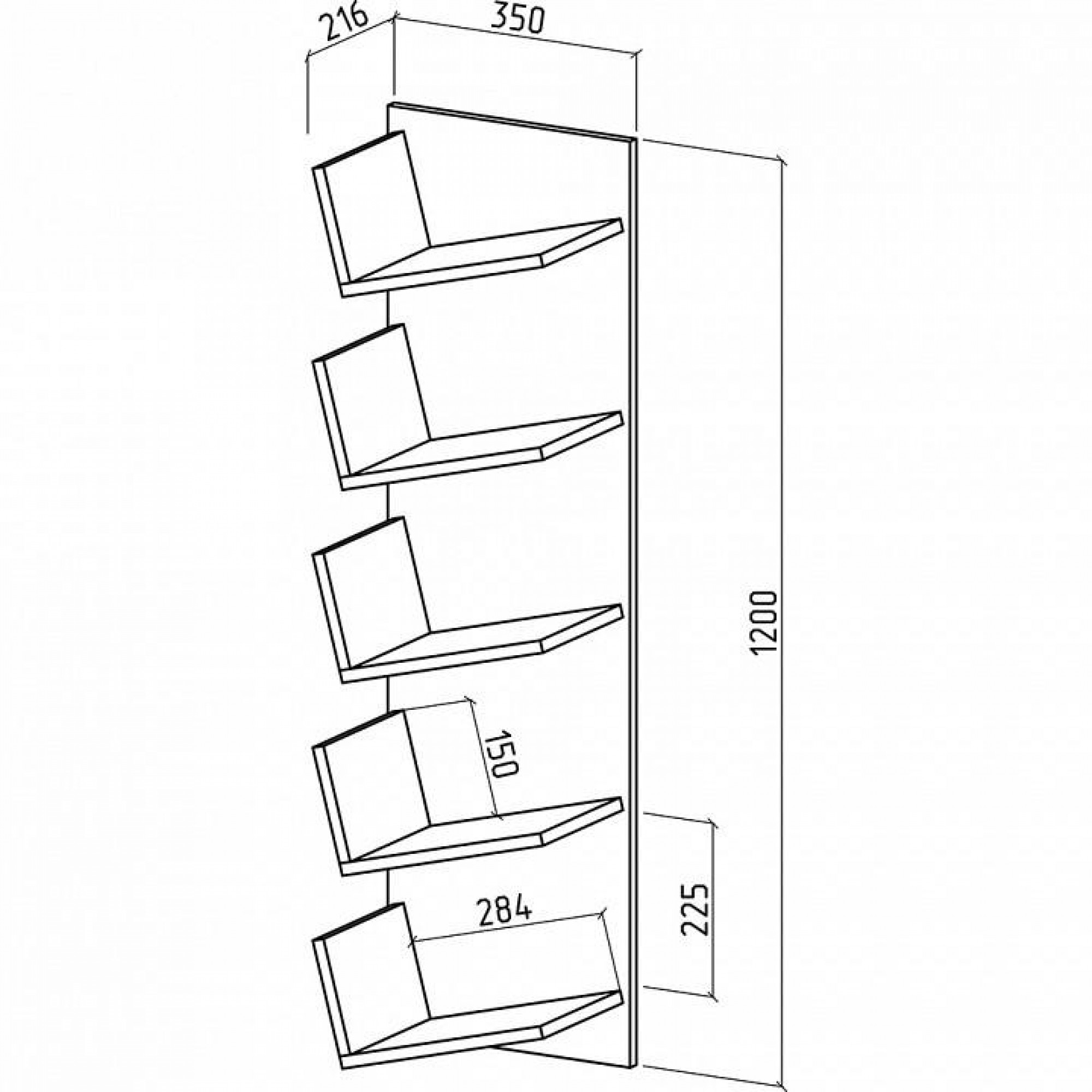 Полка книжная Чайка-3    MAS_PNCH-3-DZ