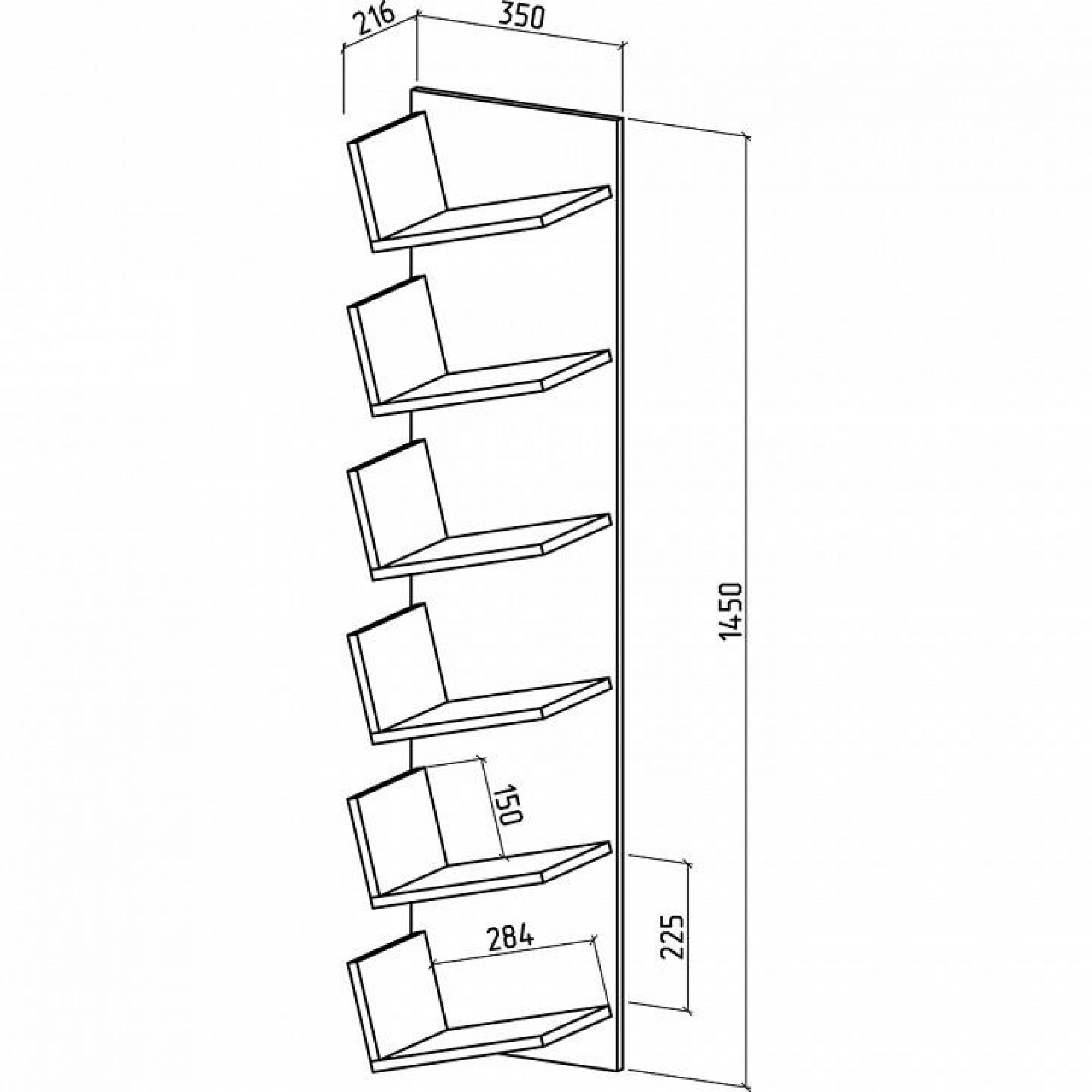 Полка книжная Чайка-4    MAS_PNCH-4-DS