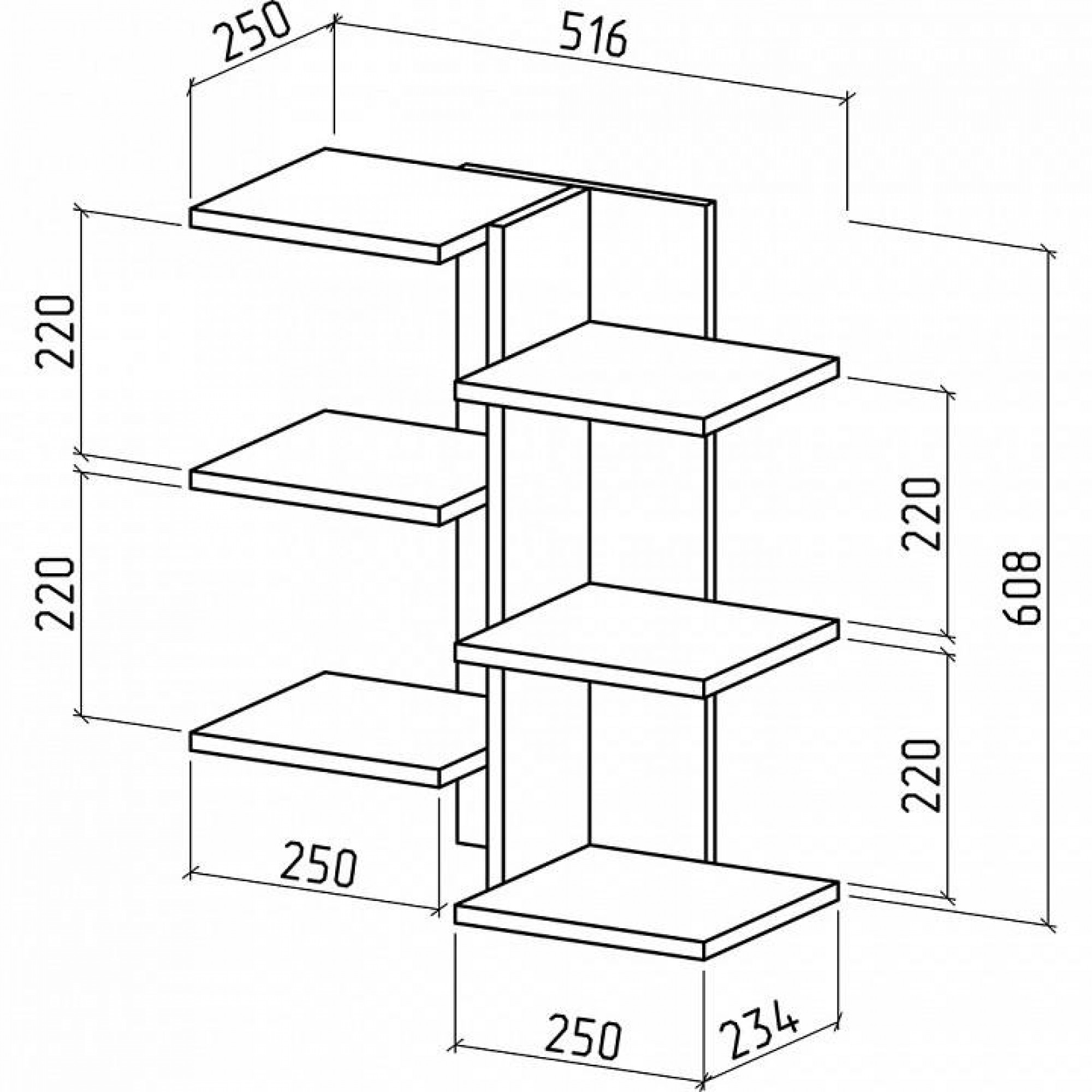 Полка книжная Кевин-2    MAS_PNKE-2-DS