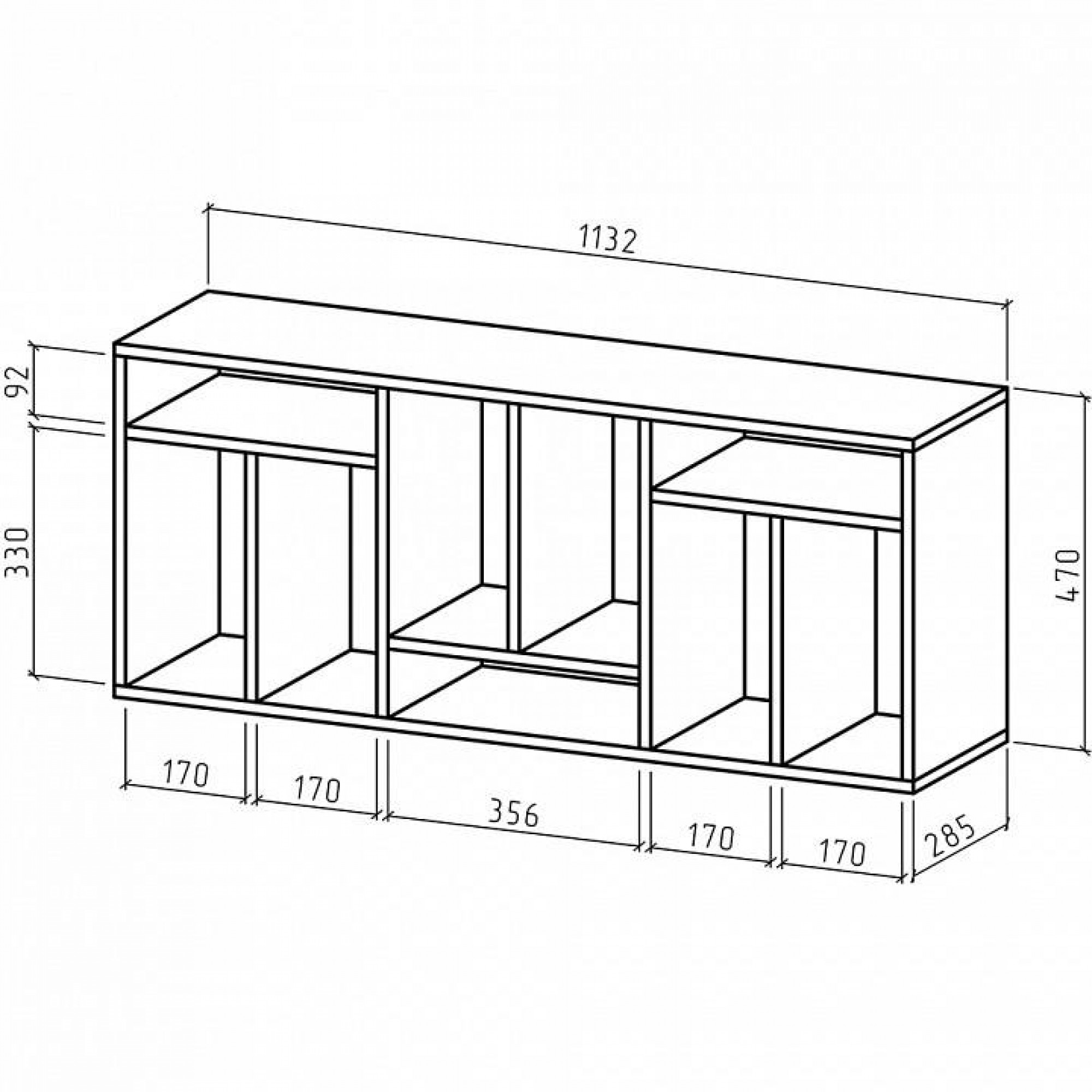 Полка книжная Офис-2    MAS_PNOF-2-DS