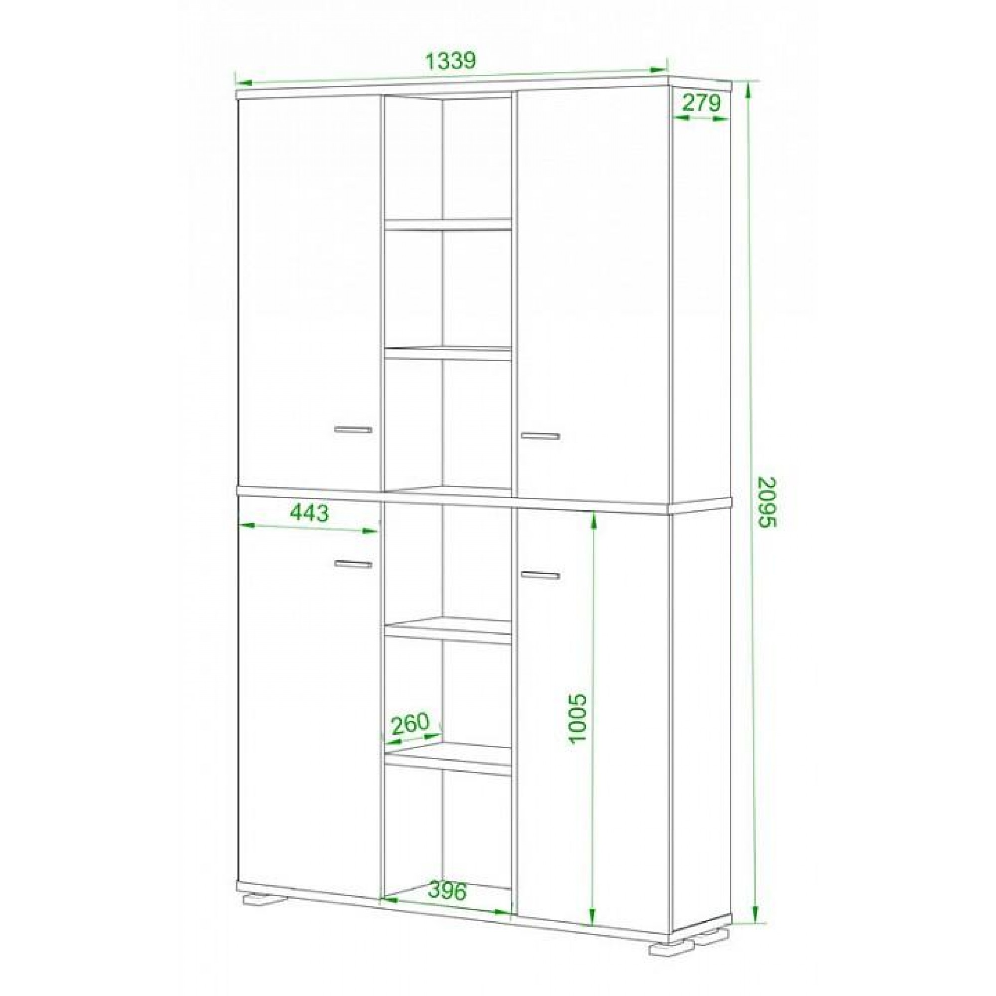 Шкаф книжный Домино ПУ-40-5    MER_PU-40-5_BESH