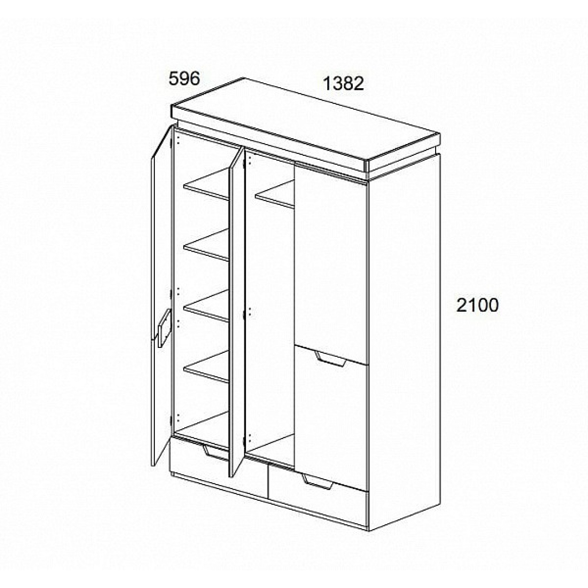 Шкаф платяной Torino 3DG2S Z    ANR_UT-70005590